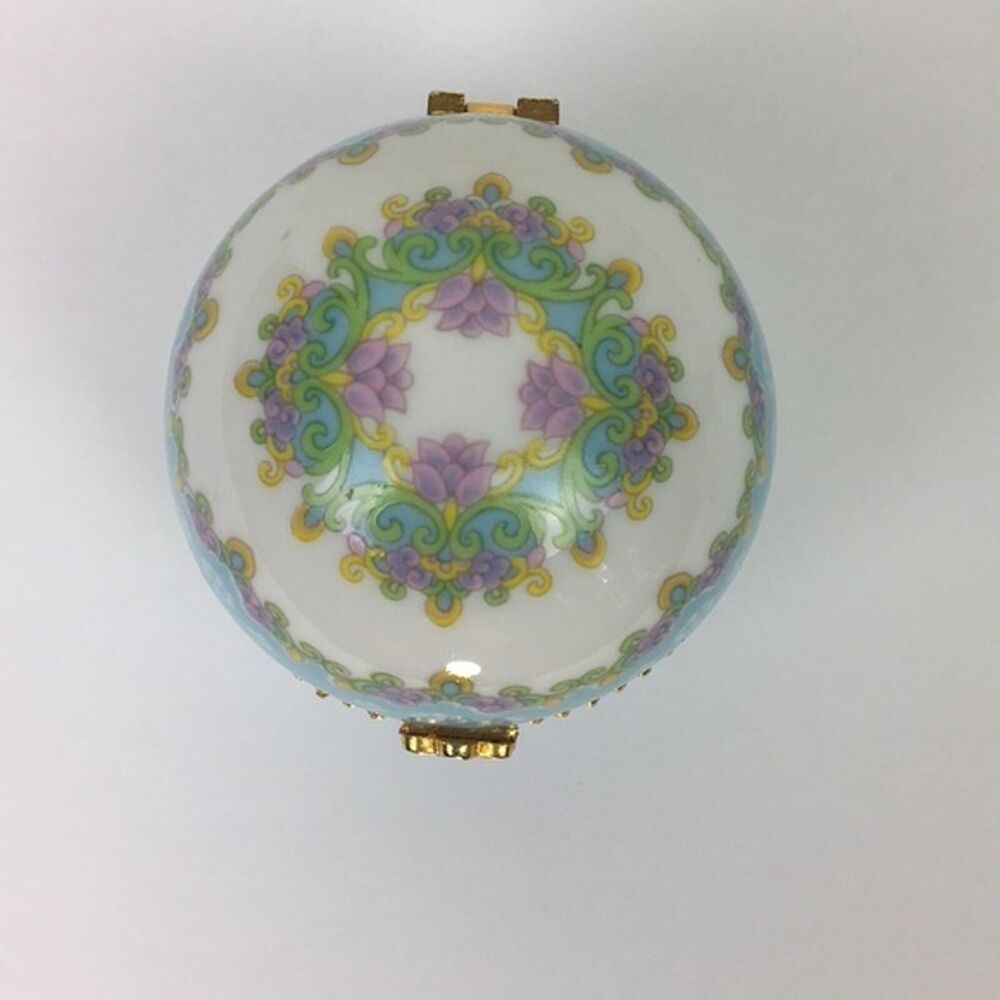 Vintage Trinket Jewelry Gift Box Round Floral Cottagecore Romantic Grandmother - Picture 4 of 8